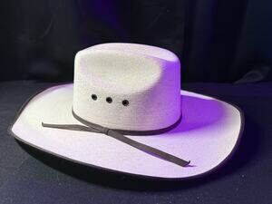 Atwood Hereford 5X Straw Cowboy Hat Western Long Oval Low Crown Ivory 7